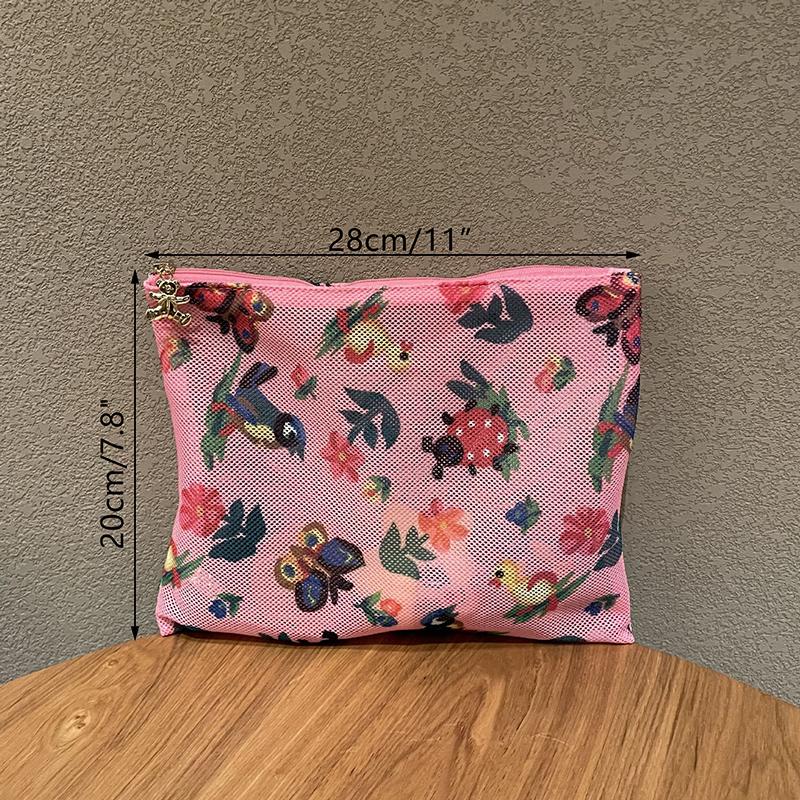 Vintage Japanese Style Cartoon Printing Large Capacity Makeup Storage Bag With Wash Bag Facility Cosmetic Bag For Travel
