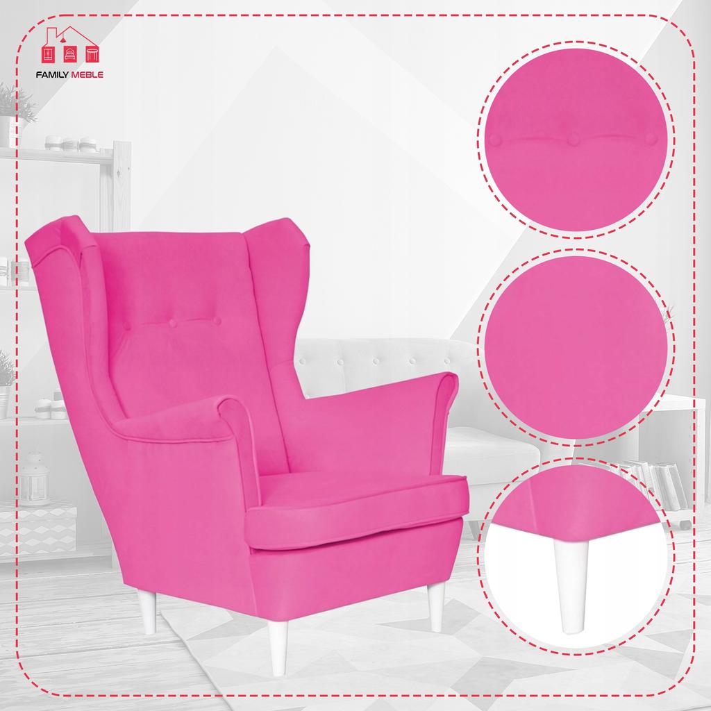 Diana Scandinavian Family Furniture Wing Chair Pink Barbie Fuchsia Pique