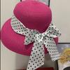 French Polka Dot Face Small Sunshade Straw Hat Women's Spring and Summer Fashion Versatile Sunscreen Bucket Hat Seaside Vacation Self-operated
