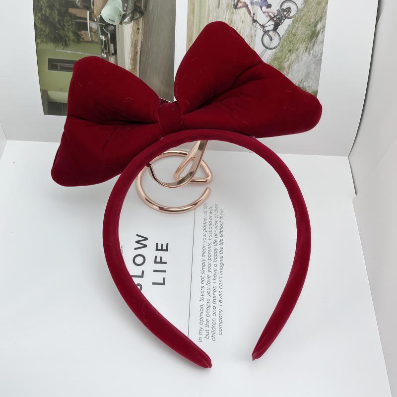 

Бархатная повязка на голову с большим бантом для Рождества - Сладкий и милый девчачий аксессуар