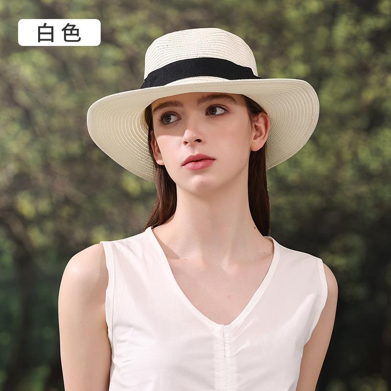 Hot-selling British Beach Hat Straw Hat Foldable Brim Top Hat Women's Vacation Sun Hat Breathable Sunscreen Hat