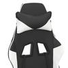 Gaming Chair with Massage Function & Footrest Black & White PU Leather