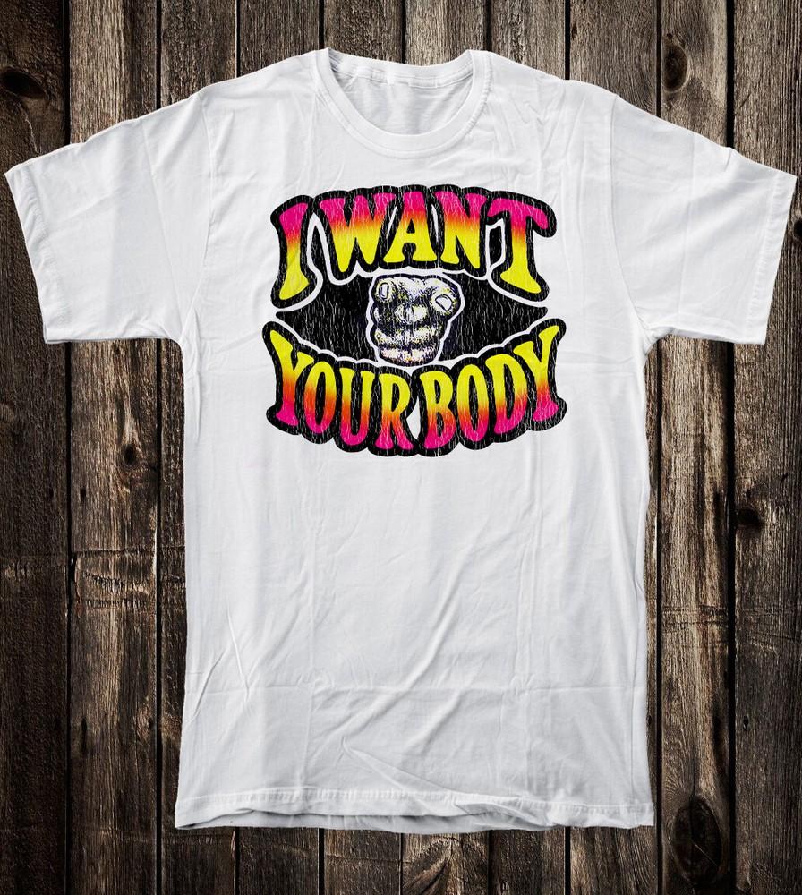 

Men s T-shirt Novelty Groovy Retro Design 70 s I Want Your Body Unisex T-Shirt S