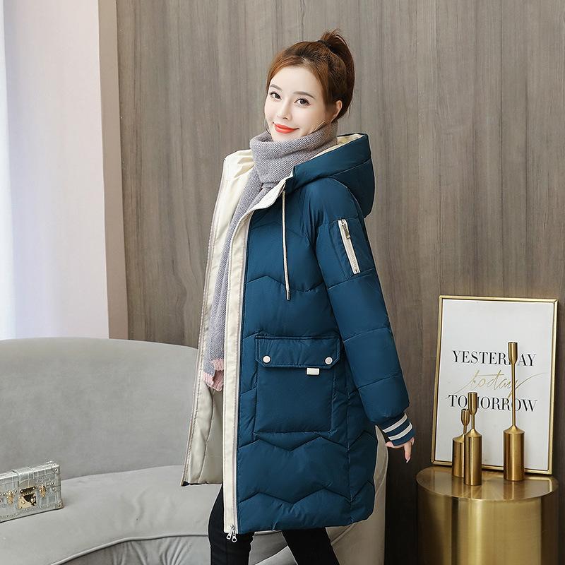 Down cotton jacket women's winter clothes New Year's loose cotton jacket women's mid-length thickened padded jacket to protect against the cold