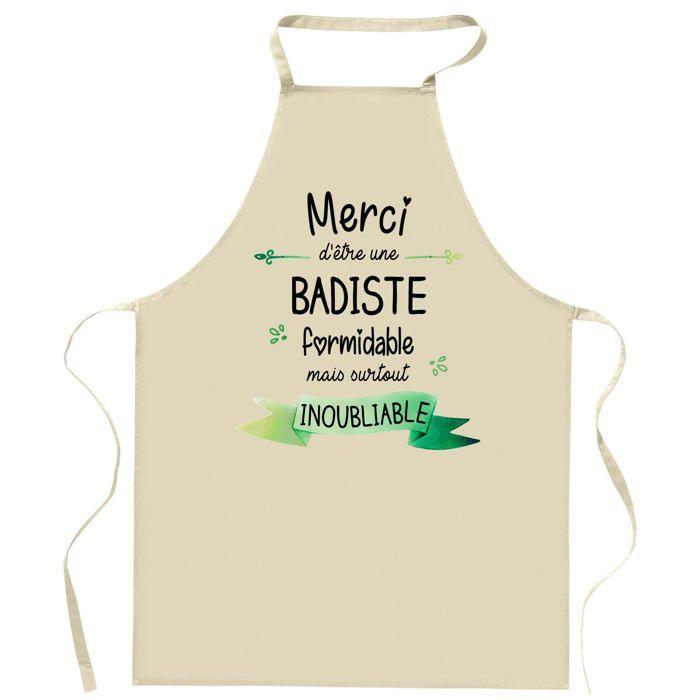 Tablier de cuisine - Badiste Merci Inoubliable Femme - Impression bretonne - Coton résistant - Imprimé en France
