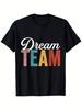 Men'S And Women'S Dream Team Graphic T-Shirt, Regular Fit, Short Sleeve, Featuring a Colorful Letter