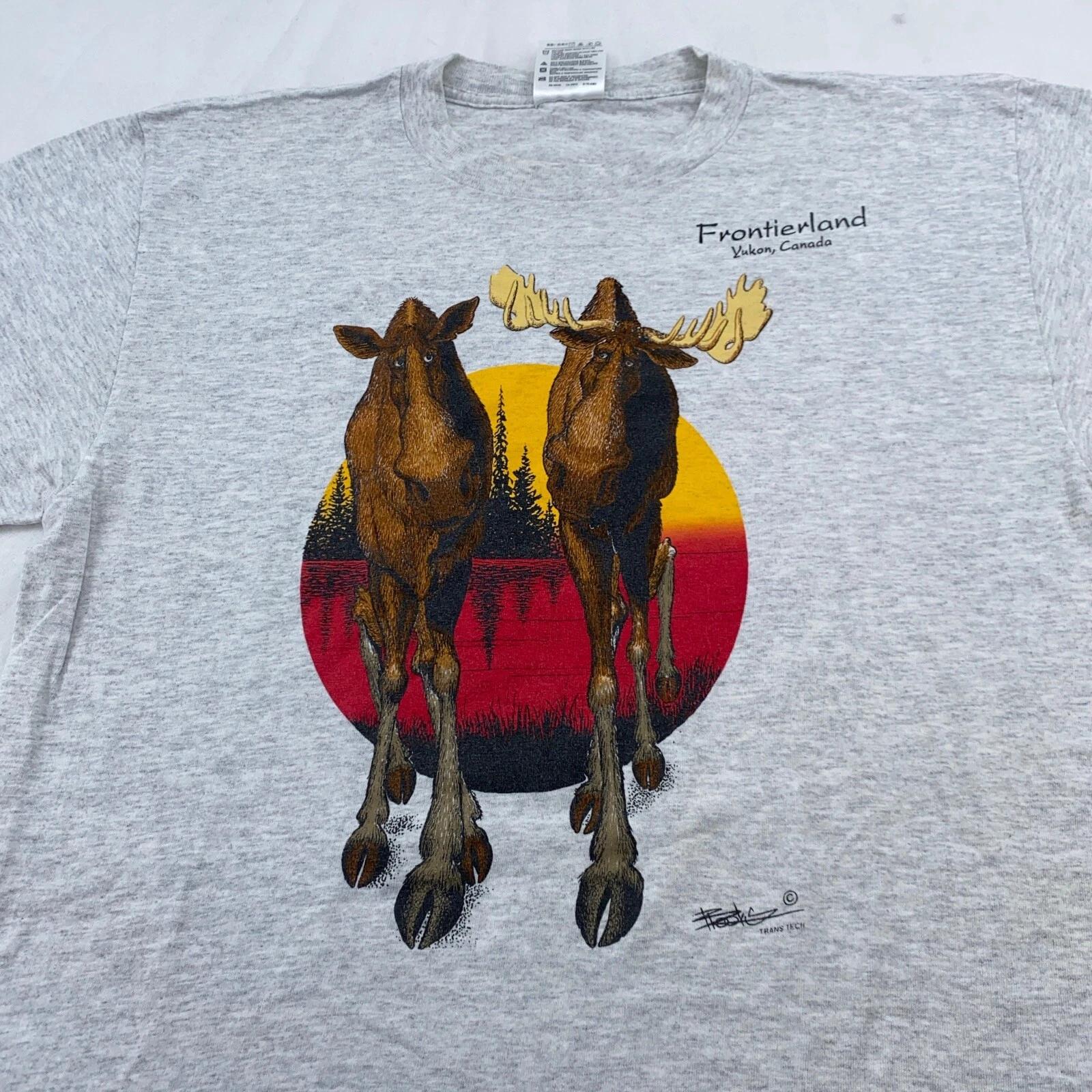 vintage 90s FRONTIER YUKON CANADA MOOSE T-Shirt MEDIUM/LARGE nature L
