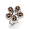 7X5mm Pear Smoky Quartz 925 Sterling Silver Five Stone Daisy Flower Women Engagement Ring