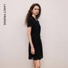 Langzi Acetate V-Neck Short Sleeve Suit Dress
