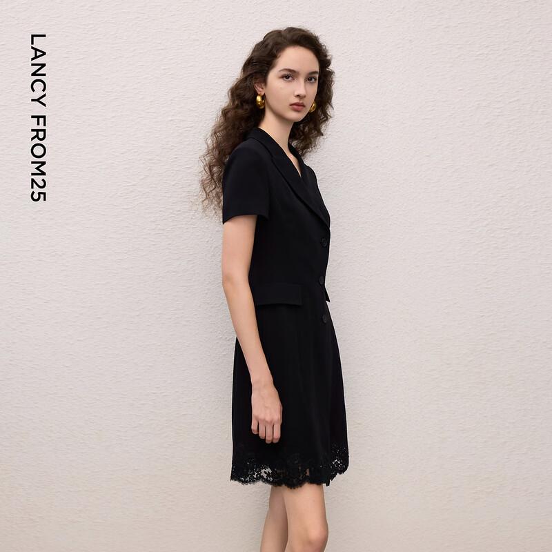 Langzi Acetate V-Neck Short Sleeve Suit Dress
