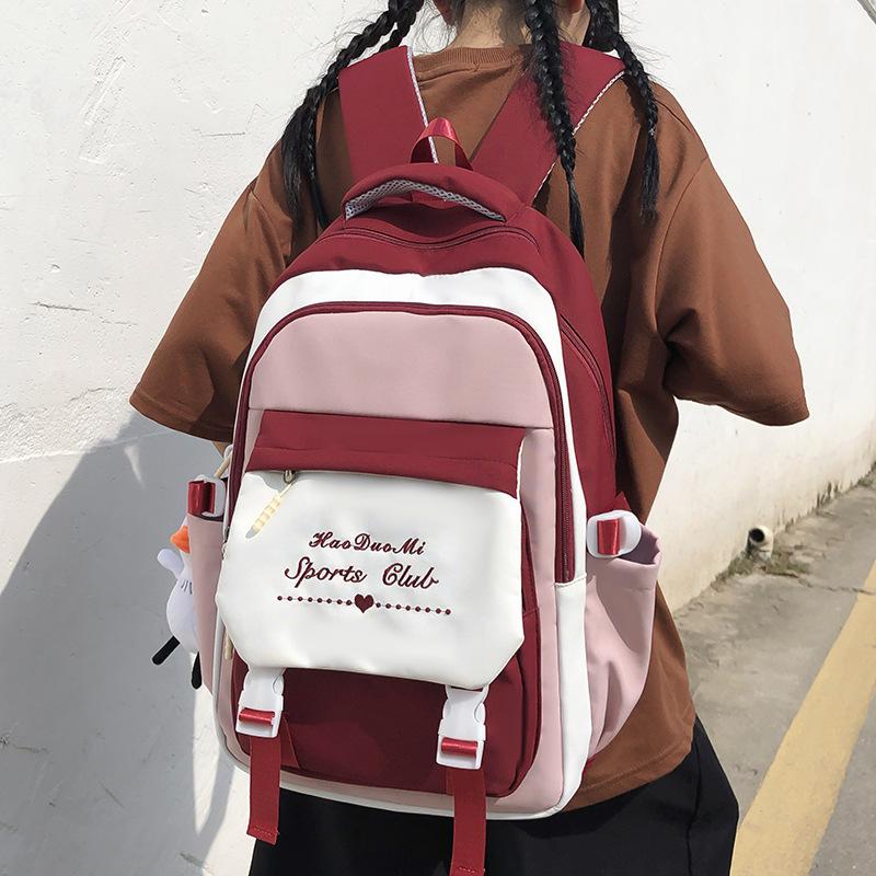 Kinder Grundschülerinnen Burgunderfarbener Rucksack Junior High School Schülerinnen Mittelschülerinnen College-Studentinnen Rucksack