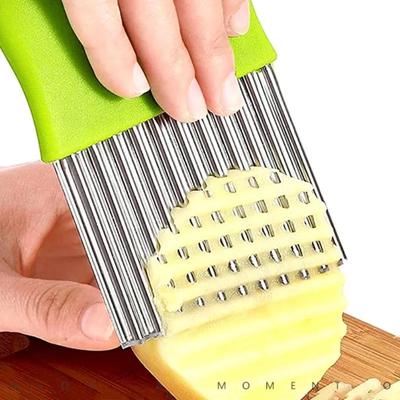 Paslanmaz Çelik Patates Cipsi Dilimleyici Hamur Sebze Meyve Kırışık Dalgalı Dilimleyici Bıçak Patates Kesici Doğrayıcı Patates Kızartması Yapıcı Alet