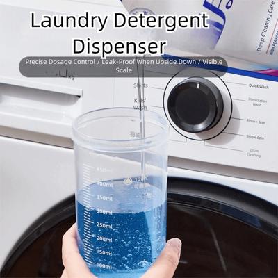 Transparente Waschmittel-Spenderflasche mit Messbecher, verschließbarer Waschpulverbehälter, Mehrzweck