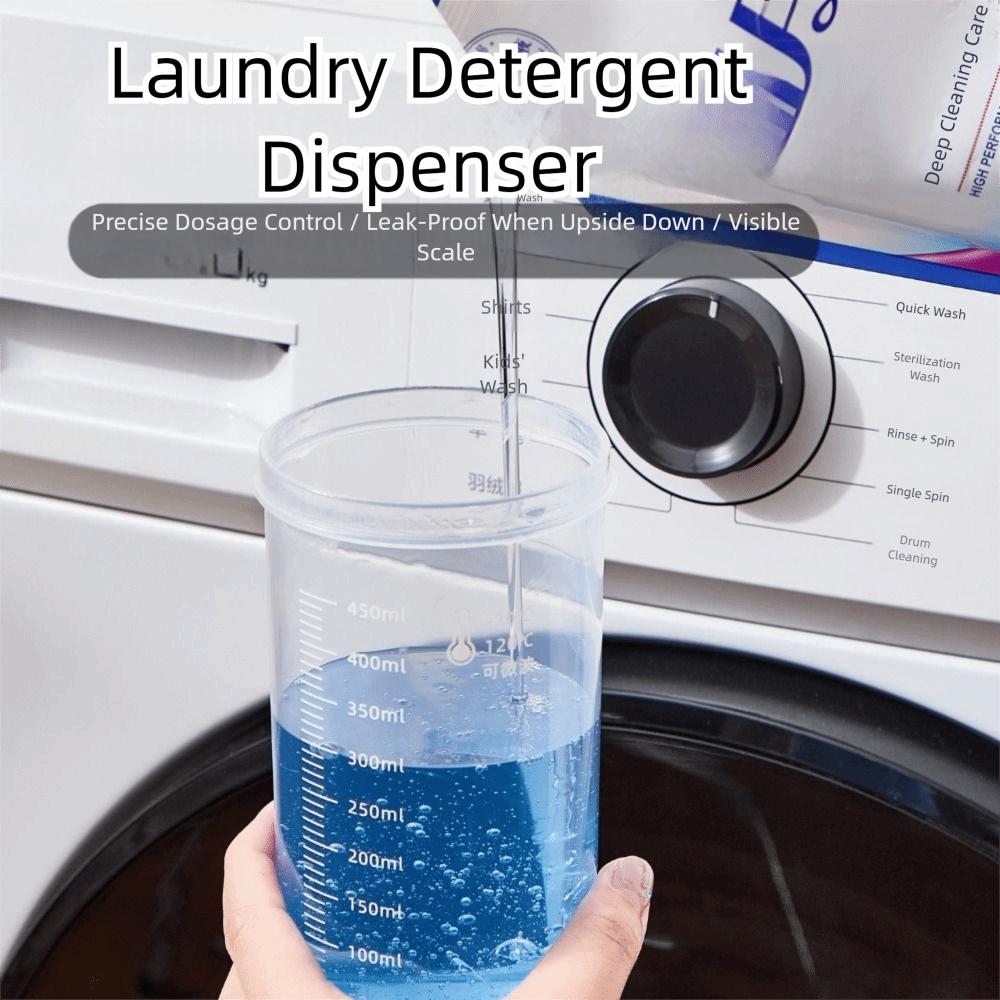 Transparent Laundry Detergent Dispenser Bottle with Measuring Cup Sealed Detergent Powder Tank Multipurpose
