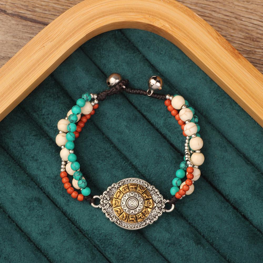 Ethnisches Retro Nepalesisches Tibetisches Handgewebtes Türkis Perlen Damenarmband