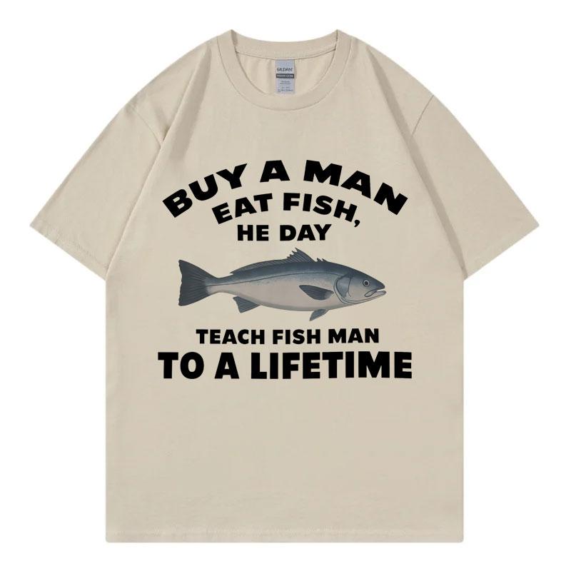 Buy A Unisex Eat Fish Funny Meme T Shirt High Street Fashion Trend Short Sleeve Tshirts Unisex Unisex Casual 100cotton Summer Tshirt