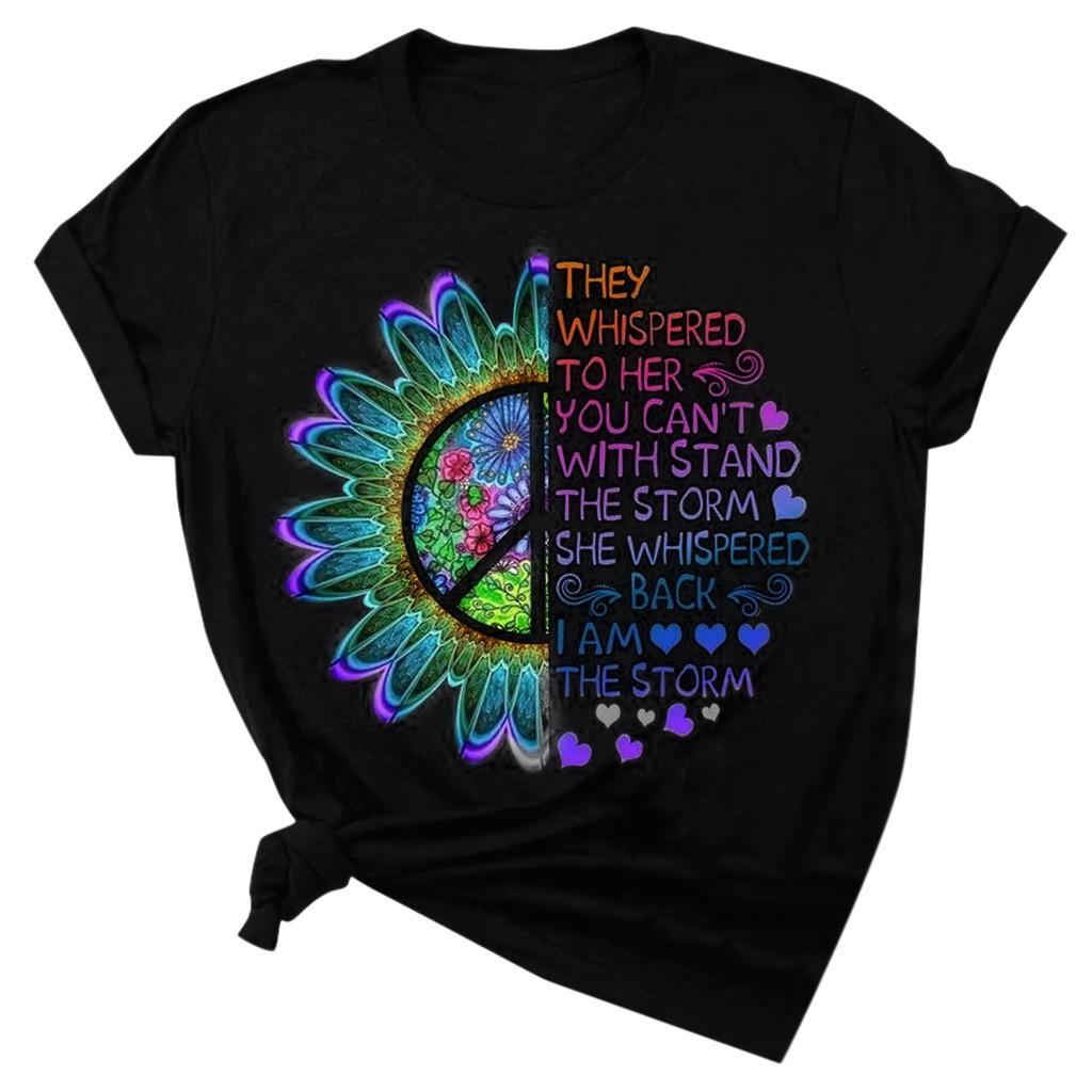 

(SU)Женская летняя повседневная футболка с коротким рукавом и буквенным принтом, футболки с рисунком