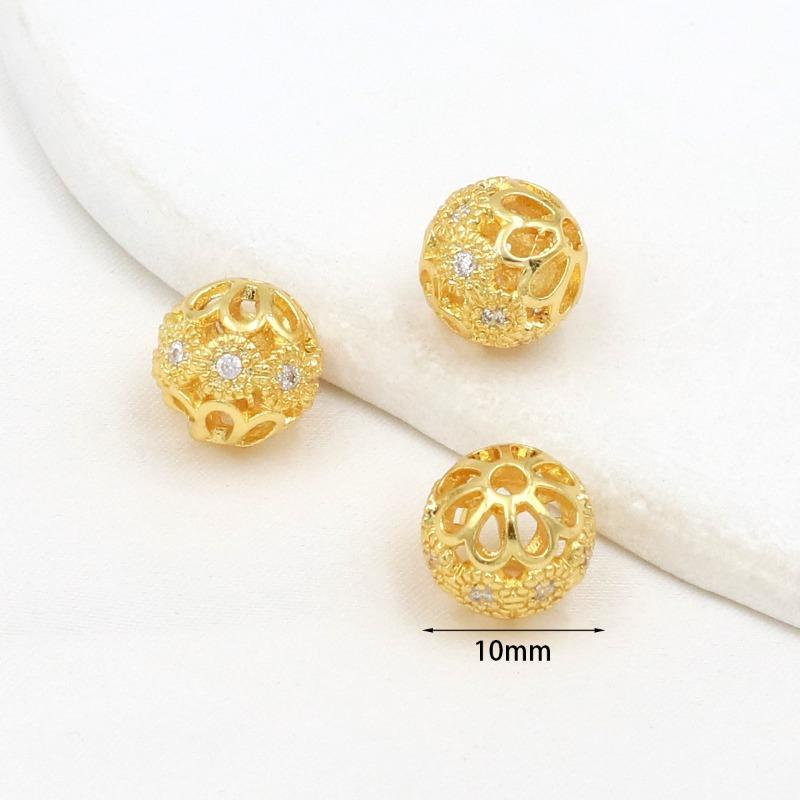 Farbechtheit k Echtgold mikro-eingefasster Zirkon Fassperlen Straße durchbohrt kleine Taille Kristallarmband DIY Perlenabstandshalter mit Perlen C