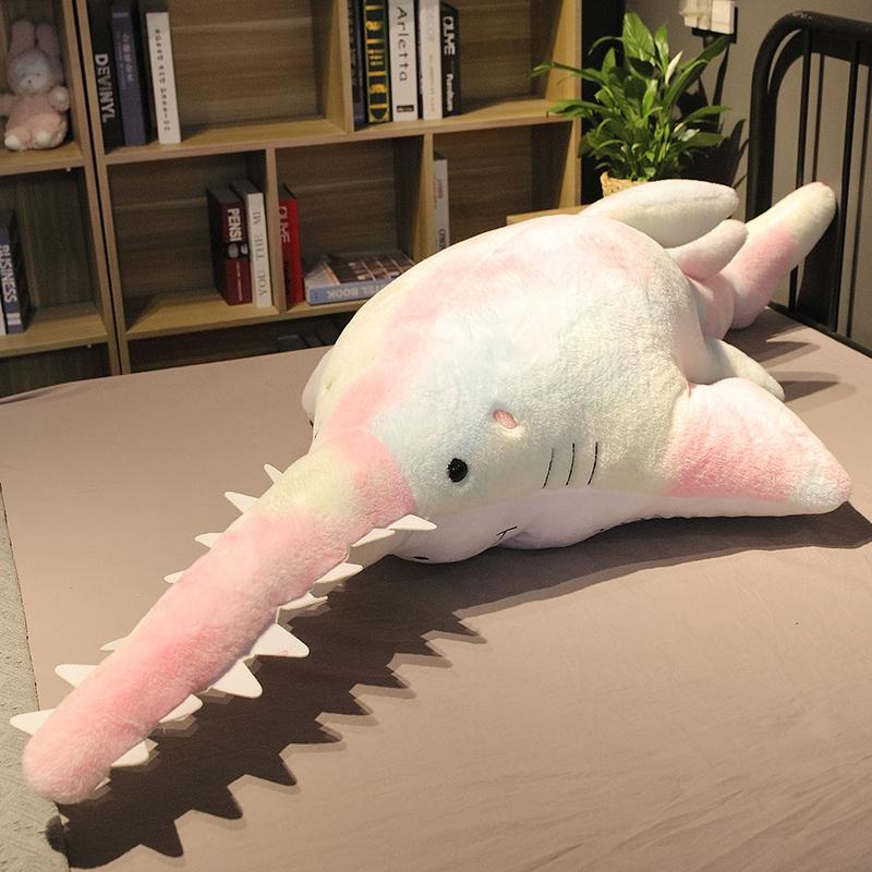 140cm Creative Sawtooth Shark Plush Toy Soft Stuffed Cartoon Long Mouth Fish Doll Bed Sleep Pillow Sofa Cushion Birthday Gifts