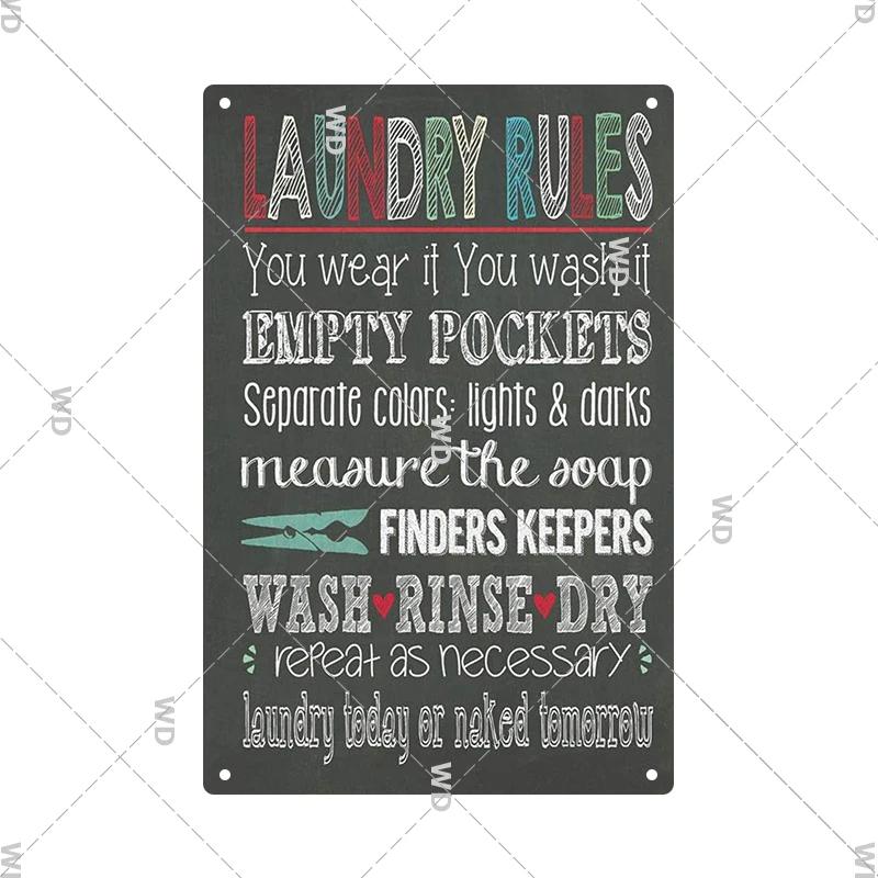 Laundry Vintage Tin Sign Funny Metal Plaque Pin Up Girl Retro Plate Wall Art Painting for Home Room Washroom Posters Decor