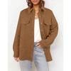 Womens Solid Color Diamond Pocket Casual Buttoned Collared Jacket