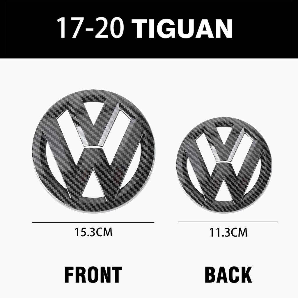 RUN1 1set Glossy black/Matte black Car Front Grill Badge Emblem Stickers Car Logo Accessories For VW Tiguan MK2 2017-2020 Without ACC
