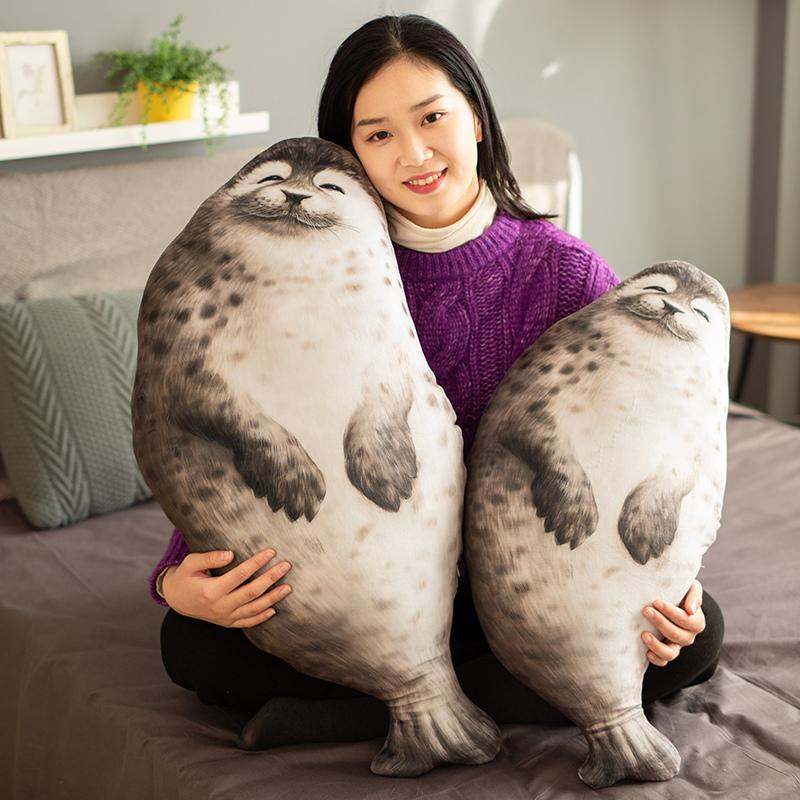 45-130CM Grande Peluche Douce Lion Mignonne Animal Monde Marin Phoque Peluche Poupée Remplie Oreiller de Sommeil Bébé Cadeau Enfants Filles Décoration Maison