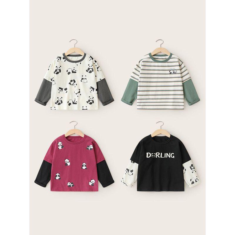 Boys' Fake Two-Piece Long-Sleeve T-Shirt, Autumn and Spring Style Children's Clothing, Baby Base Shirt, Top, Autumn Clothes, Trendy