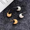 Small Crescent Metal Simple Brushed Water Drop Earrings High-end Temperament Stud Earrings Short Hipster
