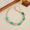 Design Sense Special-Shaped Resin Beaded Collarbone Necklace, Fashionable Imitation Jade Stacked Necklace Bracelet