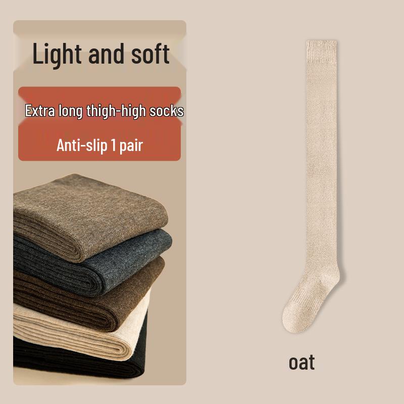 Women's Black Fleece-Lined Over-the-Knee Socks with Knee Pads - Thick, Slimming, and Warm for Autumn and Winter