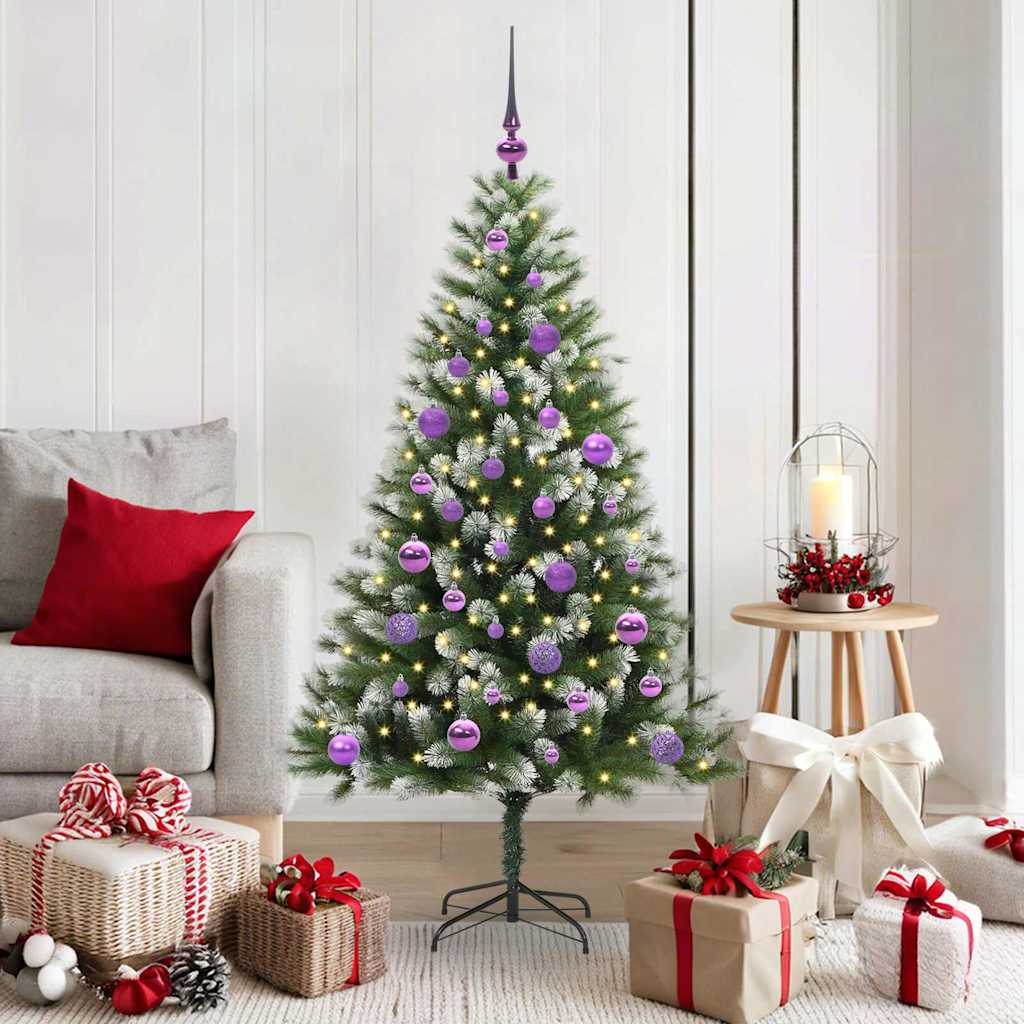 vidaXL Artificial Rotatable Christmas Tree with Flocked Snow