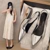Women's Leather Pointed Toe Slingback Slip-on Flats Sandals Soft Comfortable Casual Female Summer Daily Footwear Shoes
