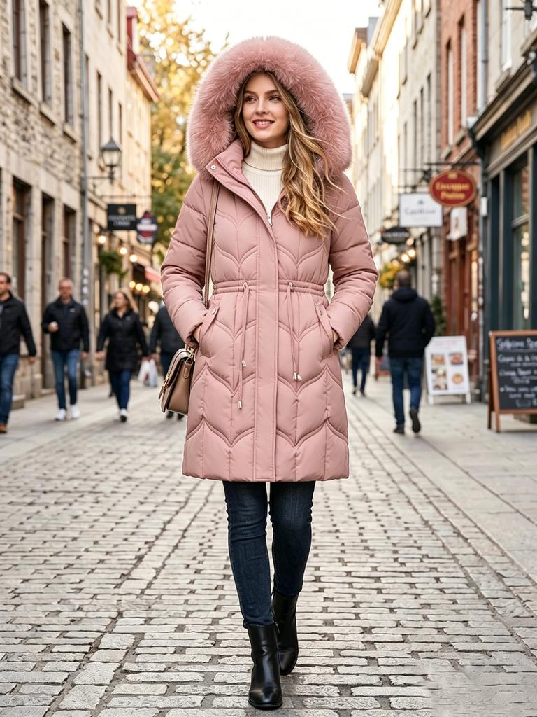 New winter fashion big fur collar cotton-padded jacket live hat down cotton-padded jacket medium and long slim fit thickened cotton-padded jacket wome