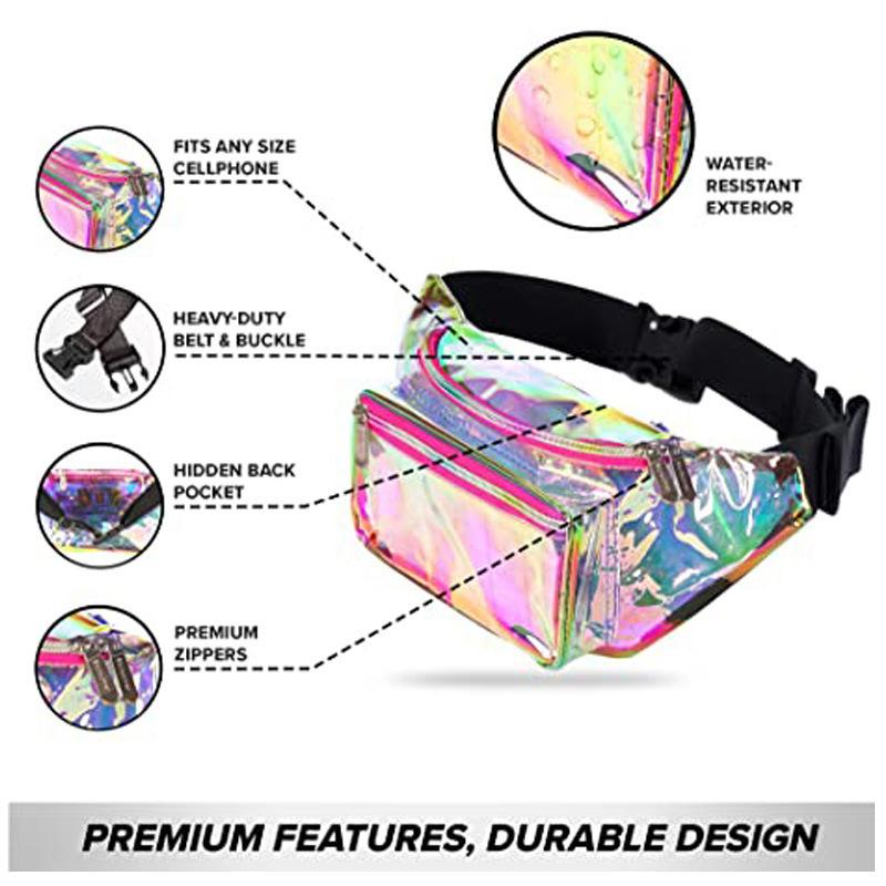 Личность Ослепительная Лазерная Поясная Сумка ПВХ Спортивная Сумка для Хранения Нагрудные Сумки Водонепроницаемая Голографическая Дорожная Велосипедная Поясная Сумка