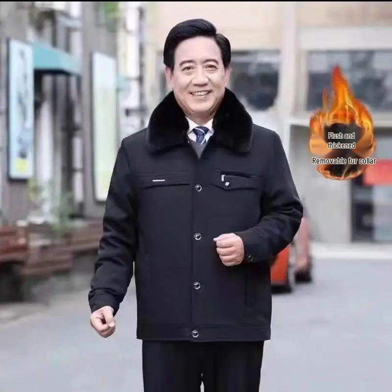 

Men s Fleece-Lined Warm Cotton Coat: Thickened, Short Style for Autumn/Winter 165/84A for 70-80 kg