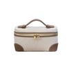 Canvas Contrast Lunch Bag Linen Vintage Genuine Leather Box Handbag Crossbody Small Size