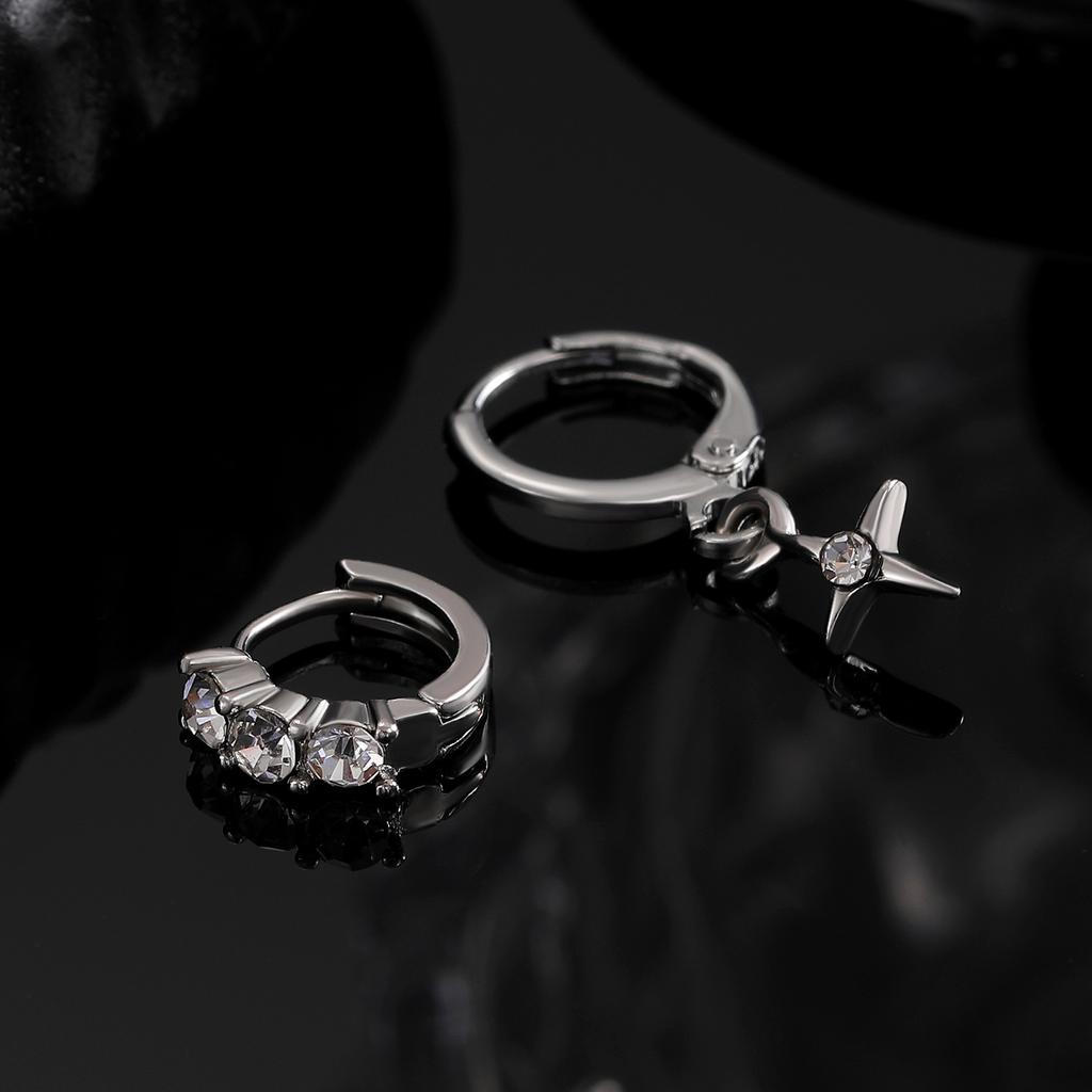 Ins Colored Zircon Earrings And Rings For Women Sweet Cool Mango Star Feather Stud Jewelry