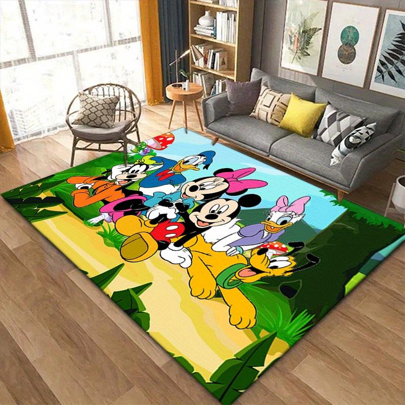 1pc Mickey Pattern Area Rug Soft Flannel Floor Mat for Living Room, Office, Bedroom and Carpet, Sofa Coffee Table Floor Mat