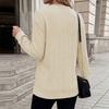 Women's V Neck Button Detail Long Sleeve Loose Fit Textured Pullover Top Casual Everyday Wear