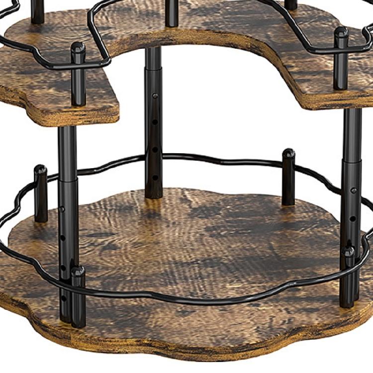 Portable Rotating Spice Holder With Sturdy Wood Construction And Adjustable Shelf Levels