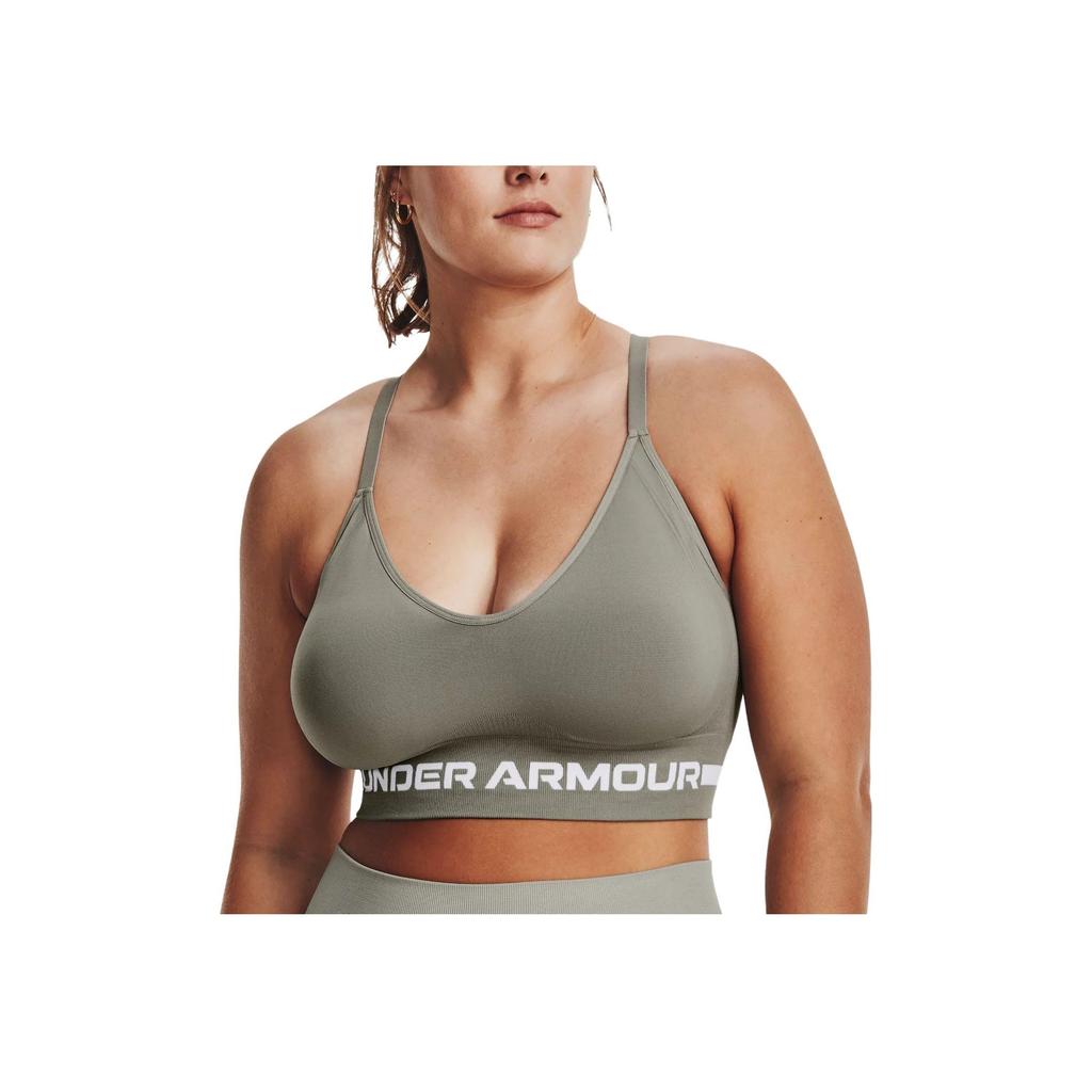 Under Armour Seamless Long Letter Print Low Impact Sports Bra Women Sports Bra Green 1357719-504