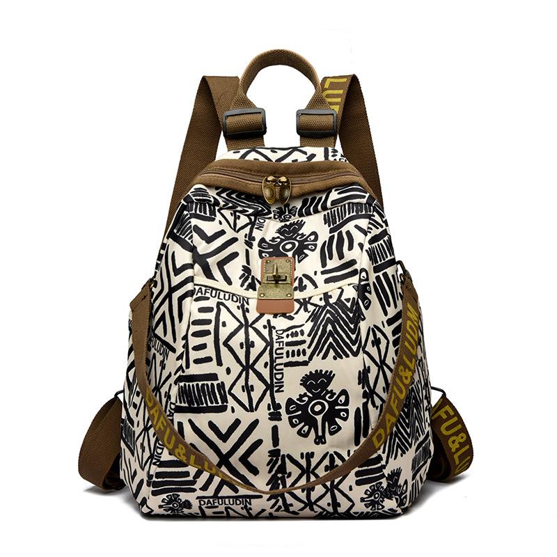 Schoolbag1011 New Export Women's Print Multi-functional Backpack Women's Bag Jixiang Casual Schoolbag Versatile Backpack