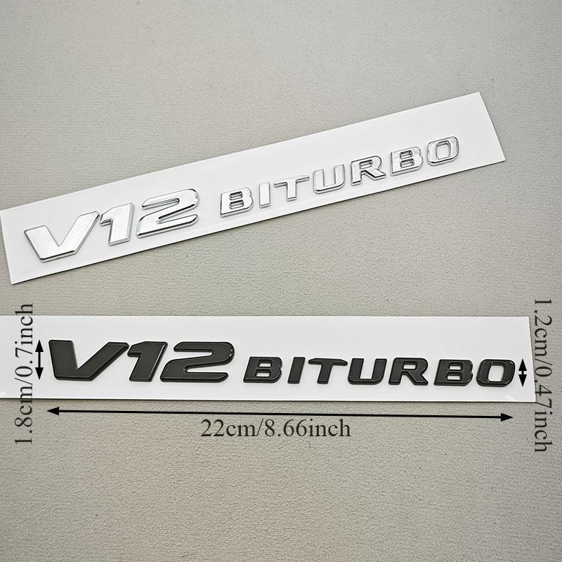 Emblem Adhesive 3D ABS Black Chrome with Letters for Car Side Bumpers V12 BITURBO Logo for G63 G65 Auto Accessories