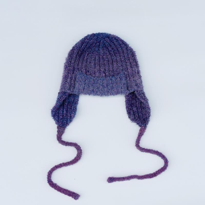 

Wool Blended Pullover Hat for Women Hoop Yarn Koala Hat Windproof Warm, Soft and Non Pricking Knitted Ear Protection Hat for Women