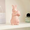 Easter Holding Egg Rabbit Figurine Ceramics Bow Tie Bunny Statue Sculpture Spring Easter Holiday Party