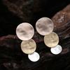 Trendy Vintage Hammered Texture Round Disc Clip On Earrings Non Pierced Matte Platting for Women Statement Earrings Jewelry