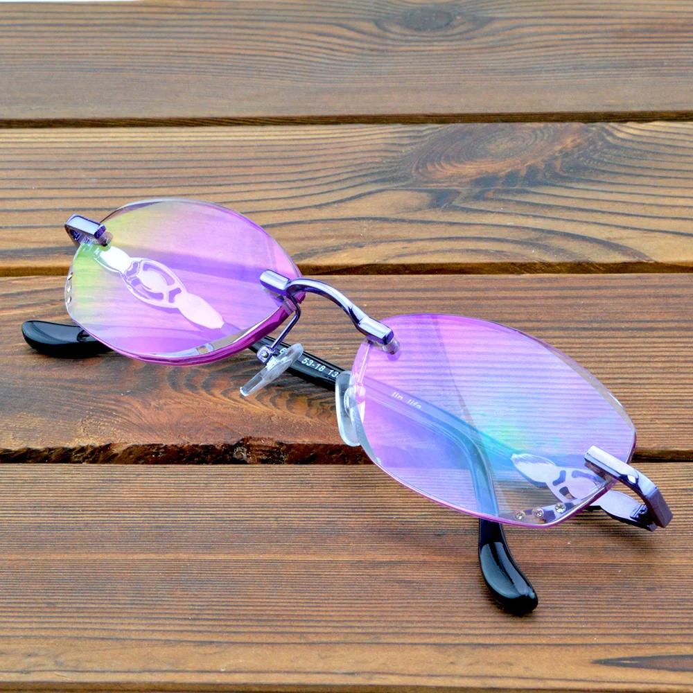 Clara Vida Purple Tinted Rimless Light Spectacles Multi-coated Red Lenses Women Reading Glasses +0.75 To +4