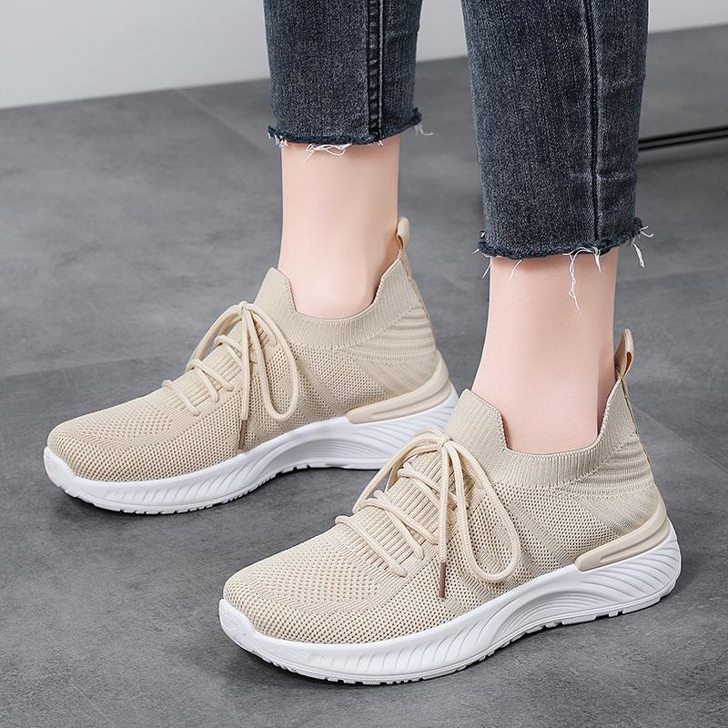 Breathable Mesh Women Running Shoes Lightweight Casual Sports Shoes Knitted Flats Walking Socks Shoes