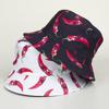 New Chili Bucket Hat Cartoon Printed Visor Basin Hat Couple Outdoor Shopping Hat